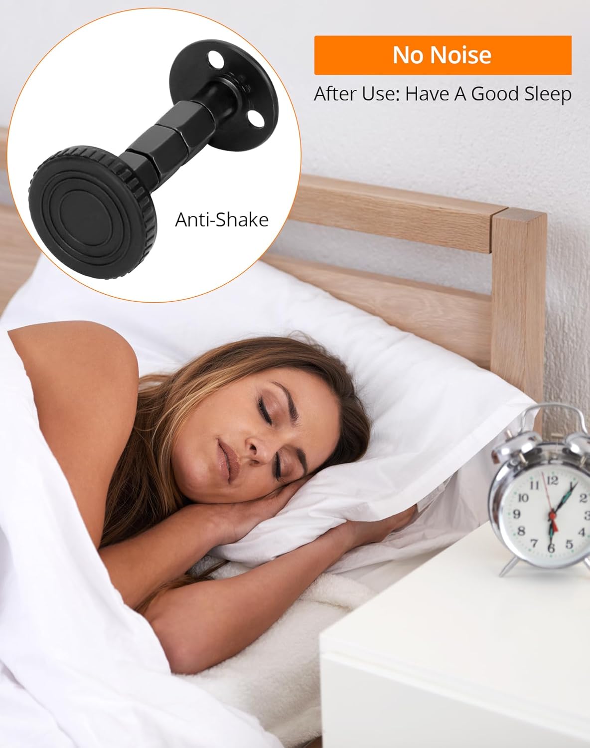 QWORK® 4 Pcs Threaded Bed Frame Anti-Vibration Tool Adjustable Range 27-105mm Bed Support for Beds, Desks, Sofas, Black