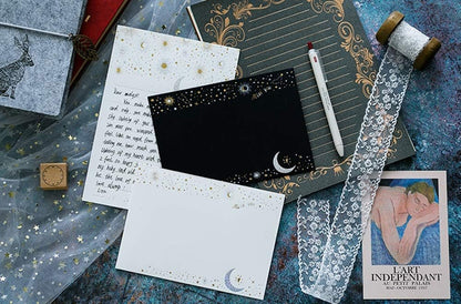 Stationary Paper with Envelopes Pack of 27,Flashing Series stationery Design Writing Stationery Paper with 9 pcs Envelopes,Stationery Set Letter Writing Paper 8.5 x 6 Inch (Black)