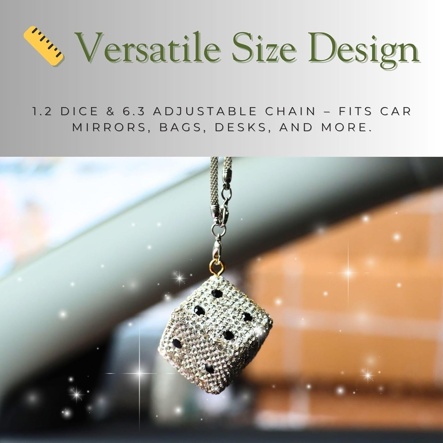 MOTOFITOOL Creative Hanging Dice with Dots Car Rearview Mirror Charm, Bling Car Charm, Rear View Mirror Accessories, Stylish Auto Interior Decor