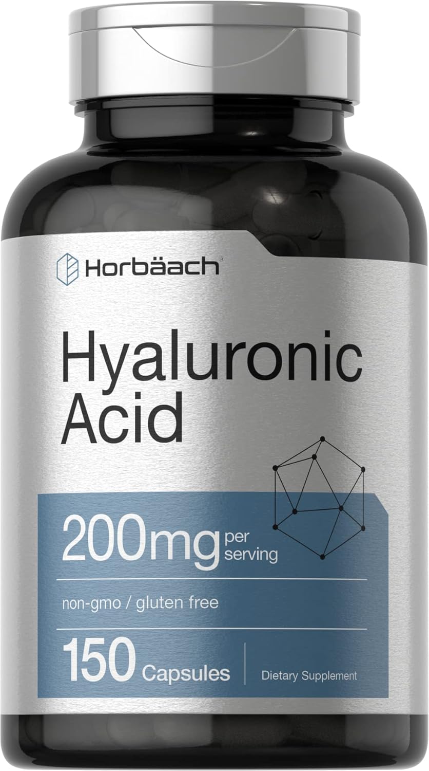 Horbaach Hyaluronic Acid 200 mg 150 Capsules | Supports Joint and Skin Hydration | Non-GMO & Gluten Free Supplement