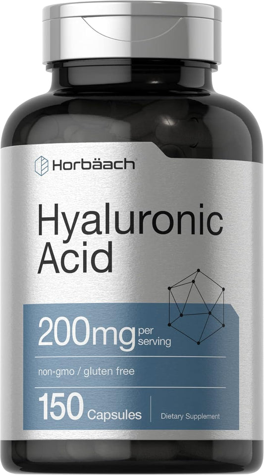 Horbaach Hyaluronic Acid 200 mg 150 Capsules | Supports Joint and Skin Hydration | Non-GMO & Gluten Free Supplement