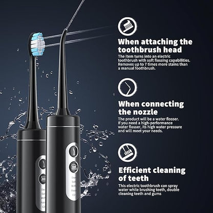 Electric Toothbrush with Water Flosser, 2 in-1 Teeth Cleaning Kit with 4 Modes, Portable for Travel and Home, Oral Dental Care Fsa Hsa