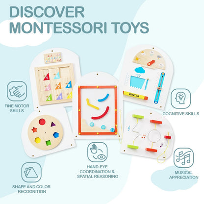 Monläurd® Cloud Montessori Busy Board, Sensory Board, Interactive Toys, Wooden Toys, Learning Toys, Boys and Girls 6 M+