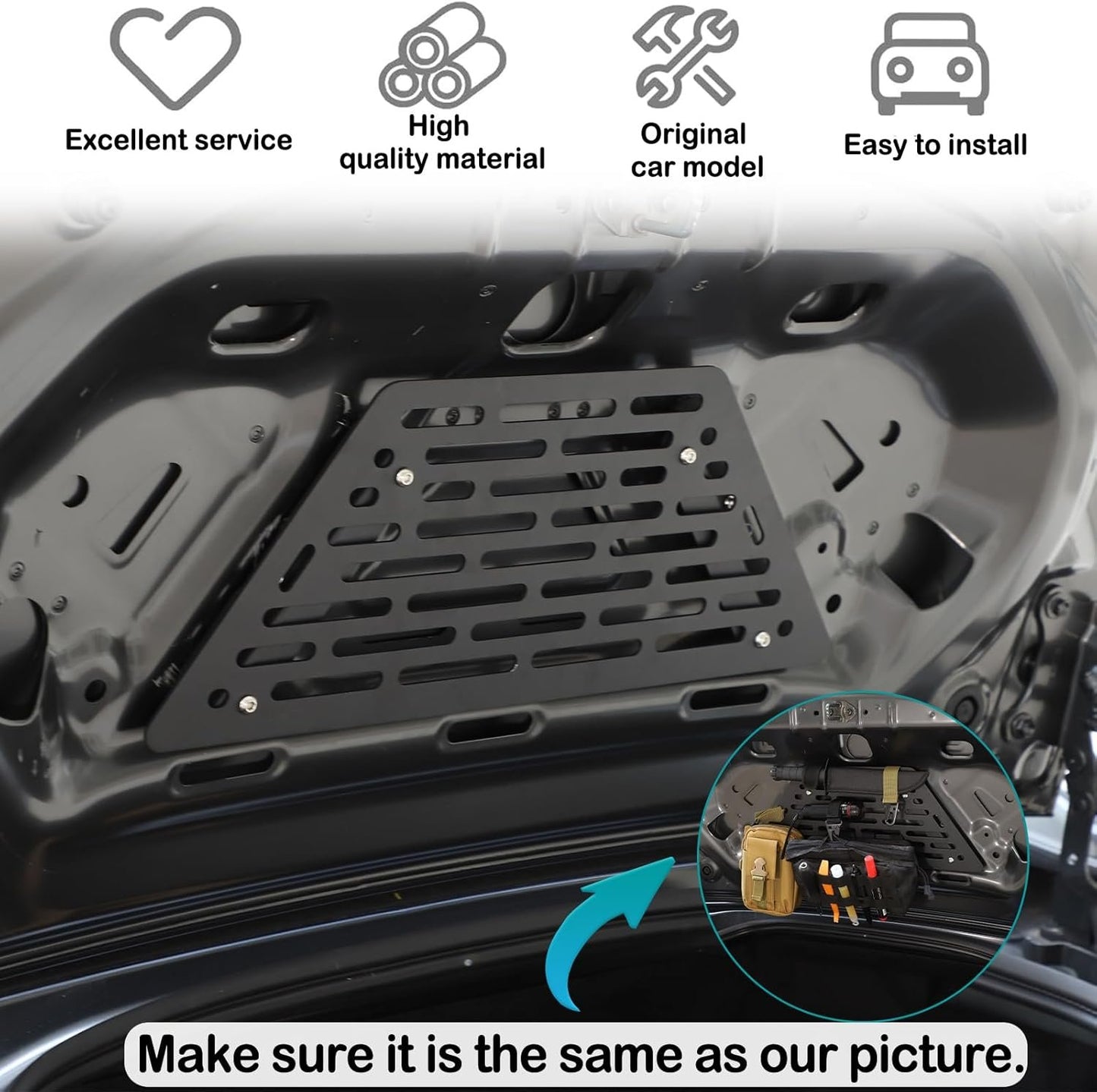 Hudiriy Trunk Molle Panels Compatible with Mazda MX-5 NC RF Miata 2016-2023 Car Trunk Lid Storage Mounted,1pc Tailgate Tool Aluminum Alloy Organizer (Style A)