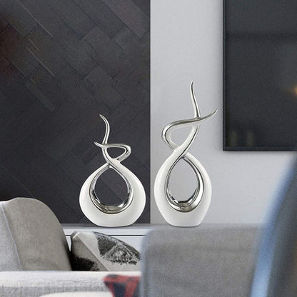 LGYKUMEG Modern Design Ornaments, Silver Ceramic Decoration, Modern Furnishings for Home, Office, Living Room, Interior, Decorations, 17.5 x 30 cm