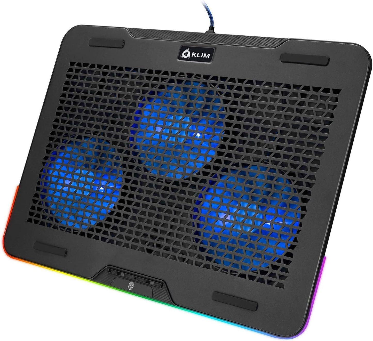 KLIM Aurora + Laptop Cooling Stand with RGB backlighting + 11" - 17" + Gaming Laptop Cooling Pad for Desk + USB Powered Fan + Stable and Sturdy Aluminum Build + Compatible Mac and PS4 + New