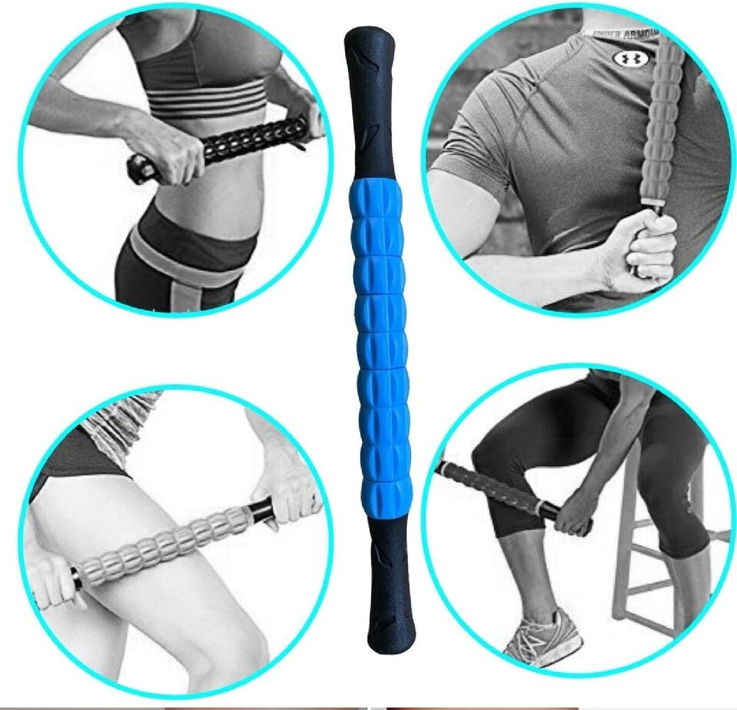 EZONEDEAL Muscle Roller Stick, Massage Roller, Body Massage Stick Release Myofascial Trigger Points Reduce Muscle Soreness Tightness Leg Cramps & Back Pain For Physical Therapy & Recovery (Blue)
