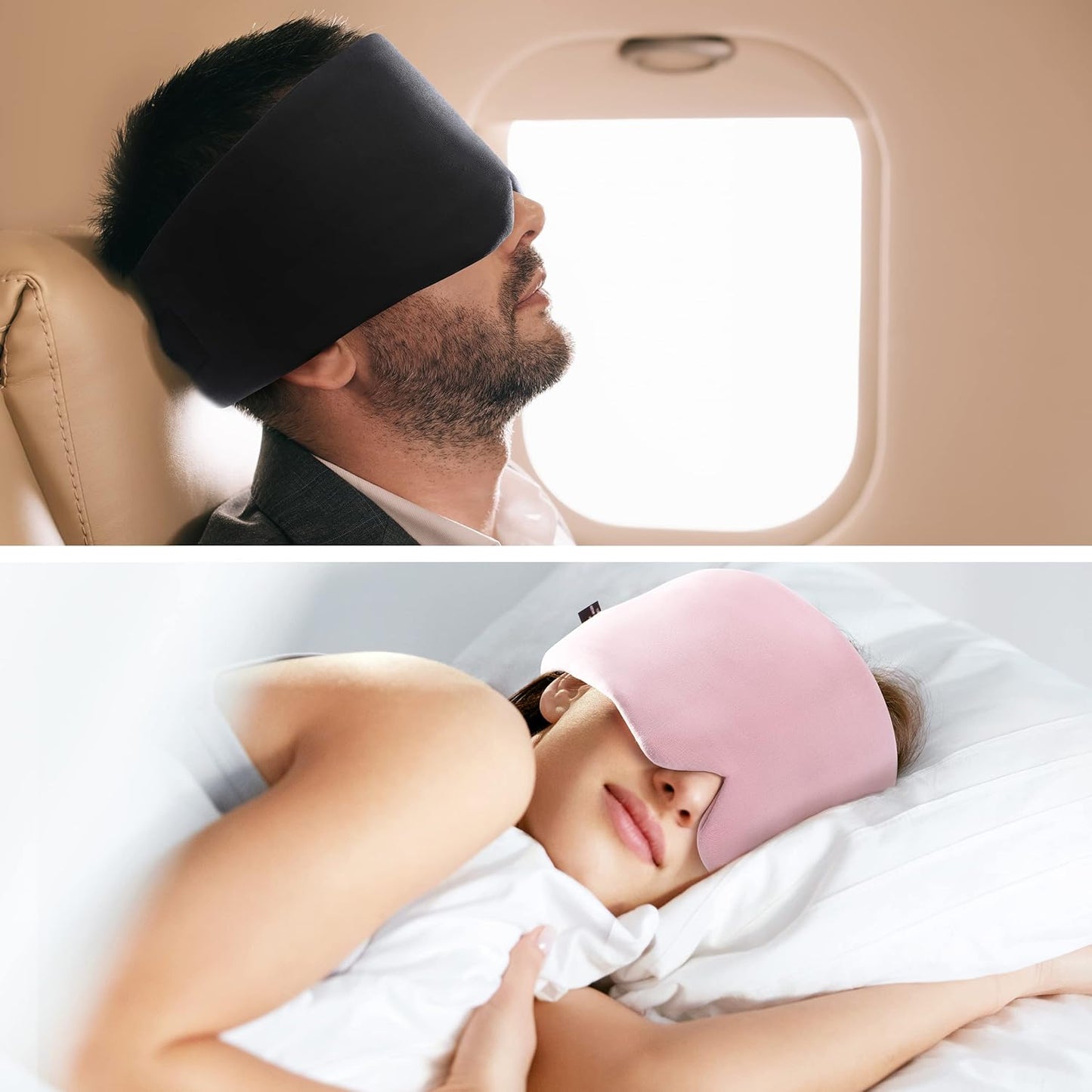 FRESHME Light Blocking Sleep Mask, Handmade Eye Shade Cover, Soft and Breathable Sleep Blindfold for Travel Flight Sleeping, Pink