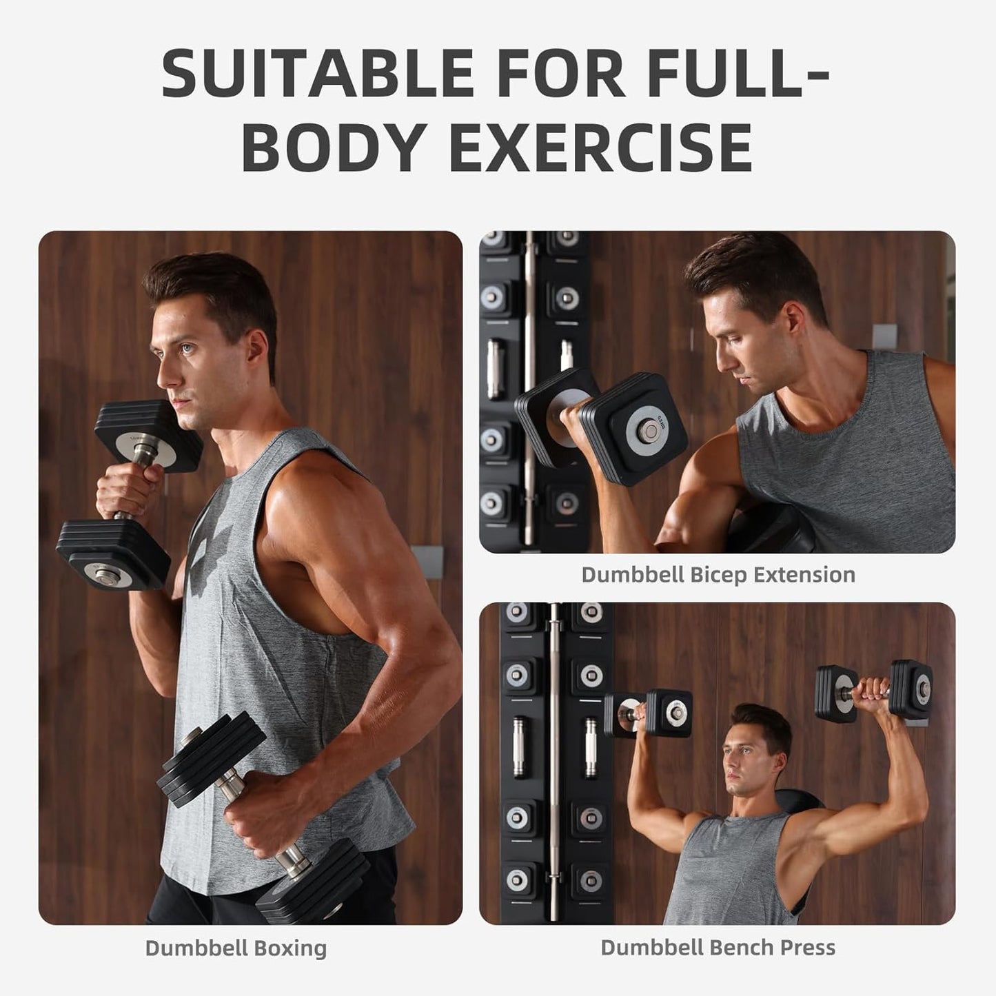 DHT Dumbbell Sets with Rack, Free Weights Dumbbells Set, All-Purpose Fitness, Anti-Rolling, Weights Set for Gym, Home, Office, 4-22.8 lbs, 1 Set