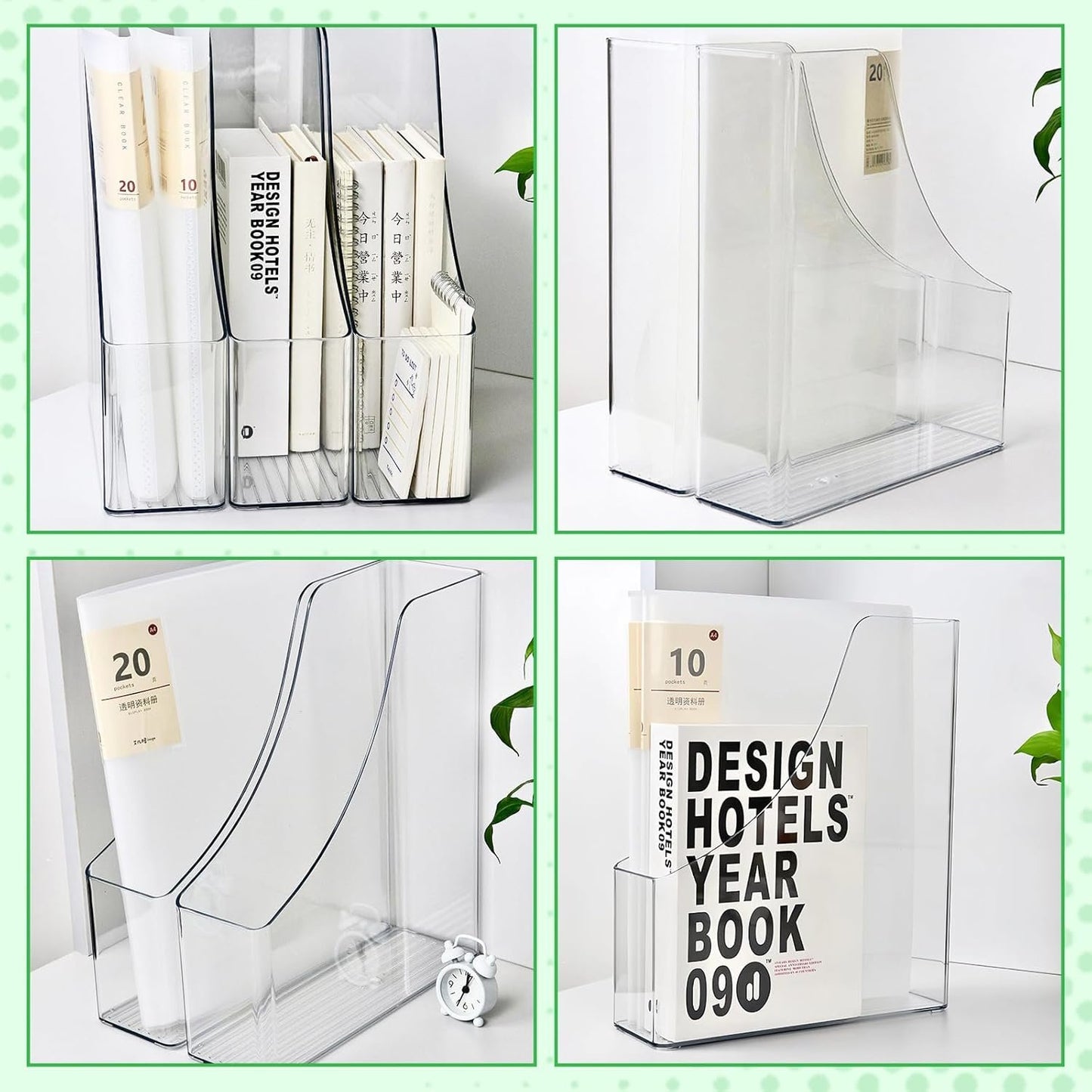 YIQXKOUY 2 Pieces Acrylic Magazine File Holder Clear Desk Organizers File Organizer for Desk Desktop File Magazine Book Storage Shelf for File Storage Book Bin and Office Desk Accessories