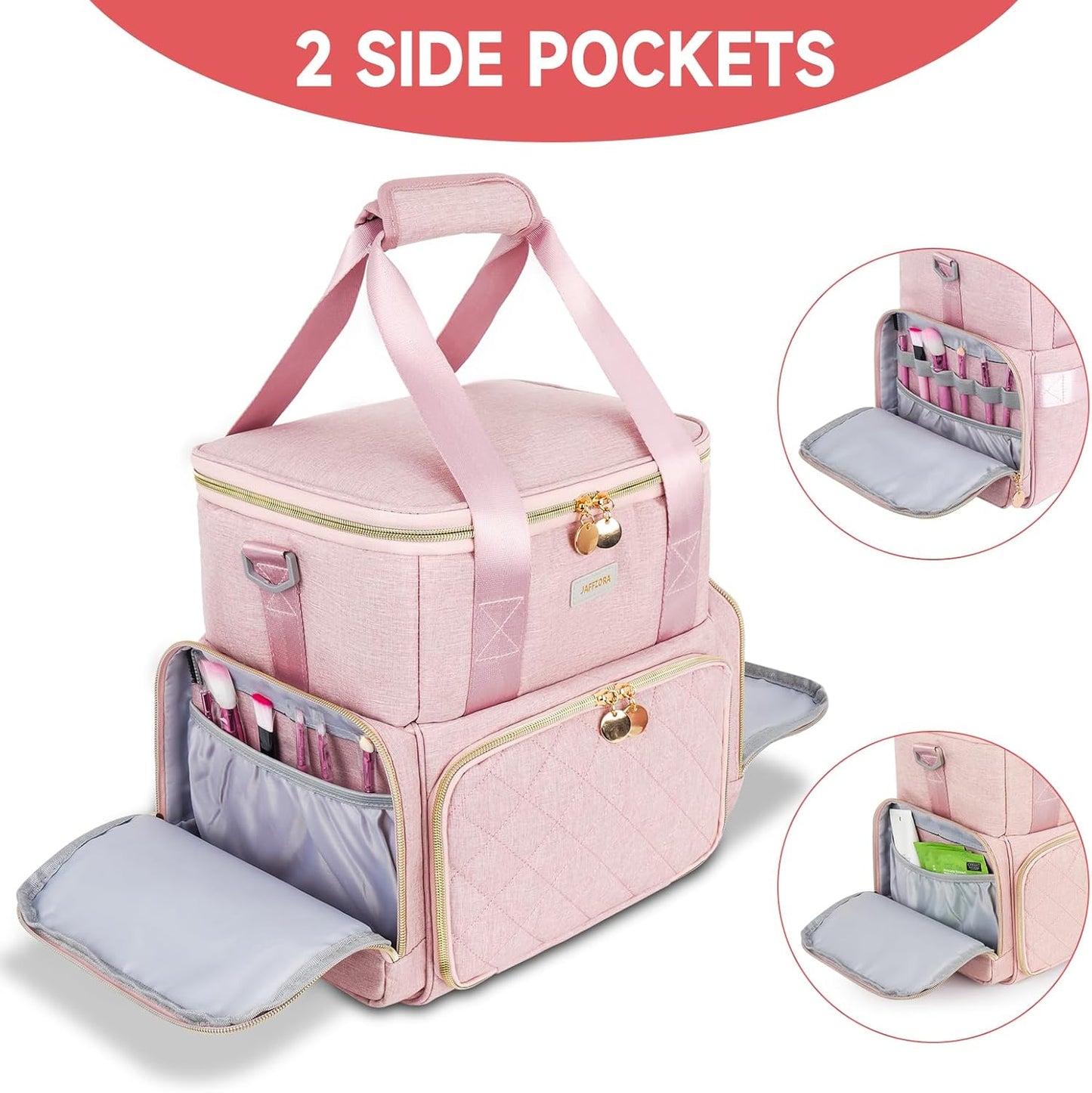 Large Double Layer Makeup Bag, Candy Pink, Storage Bag, Pink Storage Bag, pink, Storage Organizer Bag