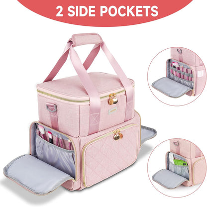 Large Double Layer Makeup Bag, Candy Pink, Storage Bag, Pink Storage Bag, pink, Storage Organizer Bag