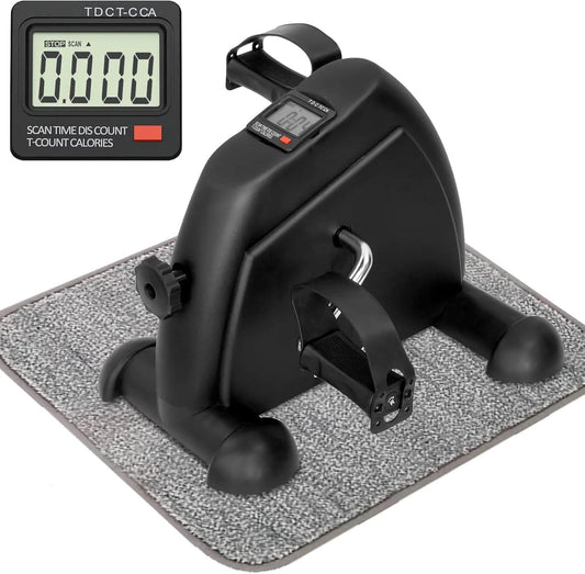 Ouroad Mini Exercise Bike,Portable Pedal Exerciser,Upgraded Exercise Pedal,Arm & Leg Pedal Machine with LED Display Resistance Adjustable