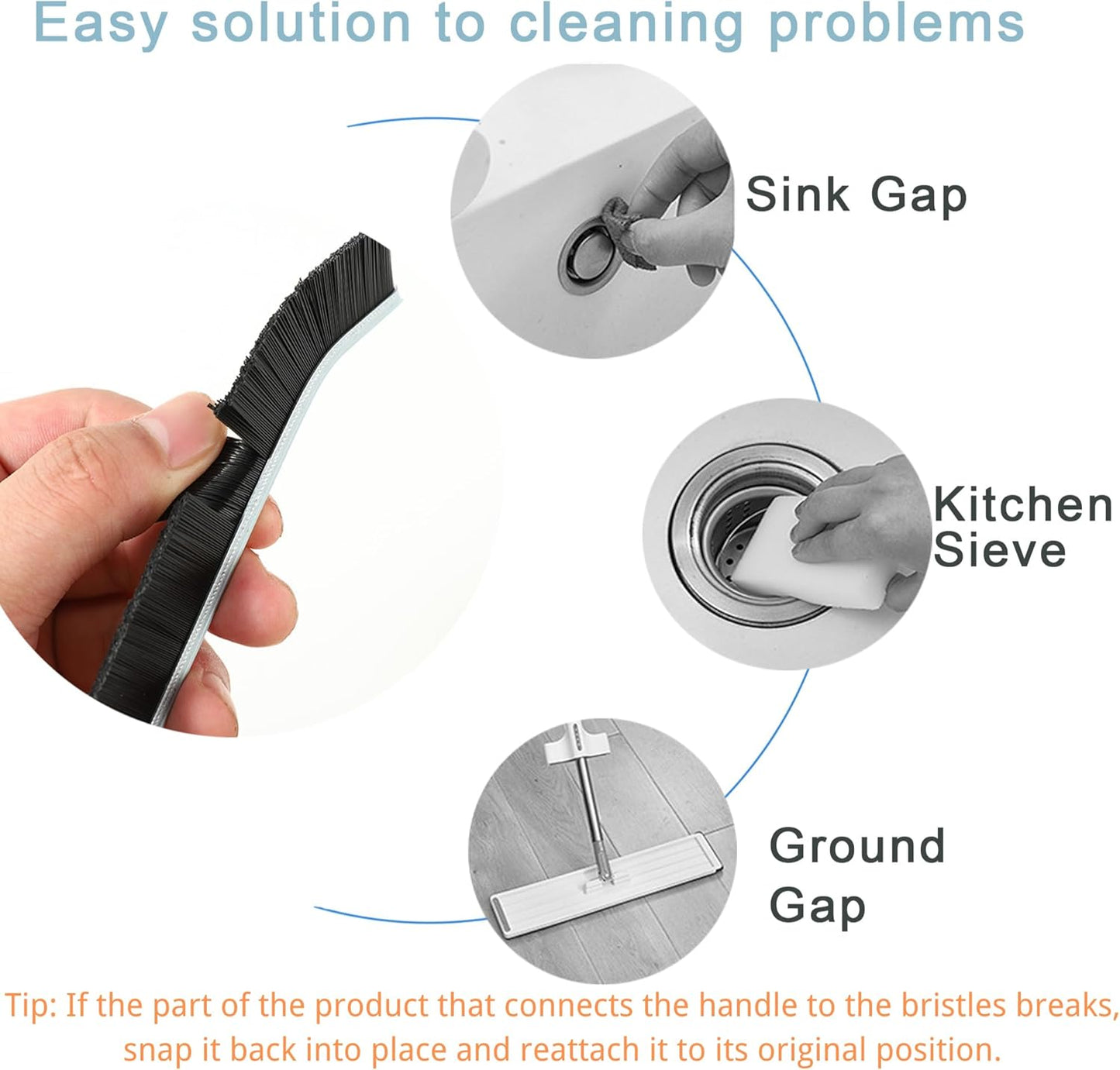 Hiyniaz 3Pcs Crevice Cleaning Brush Tool, Grout Brush Cleaning Supplies, Home Essentials, Bathroom Cleaning Brush Multifunctional Gap Scrub Hard Bristle Crevice Cleaning Brushes for Household Use