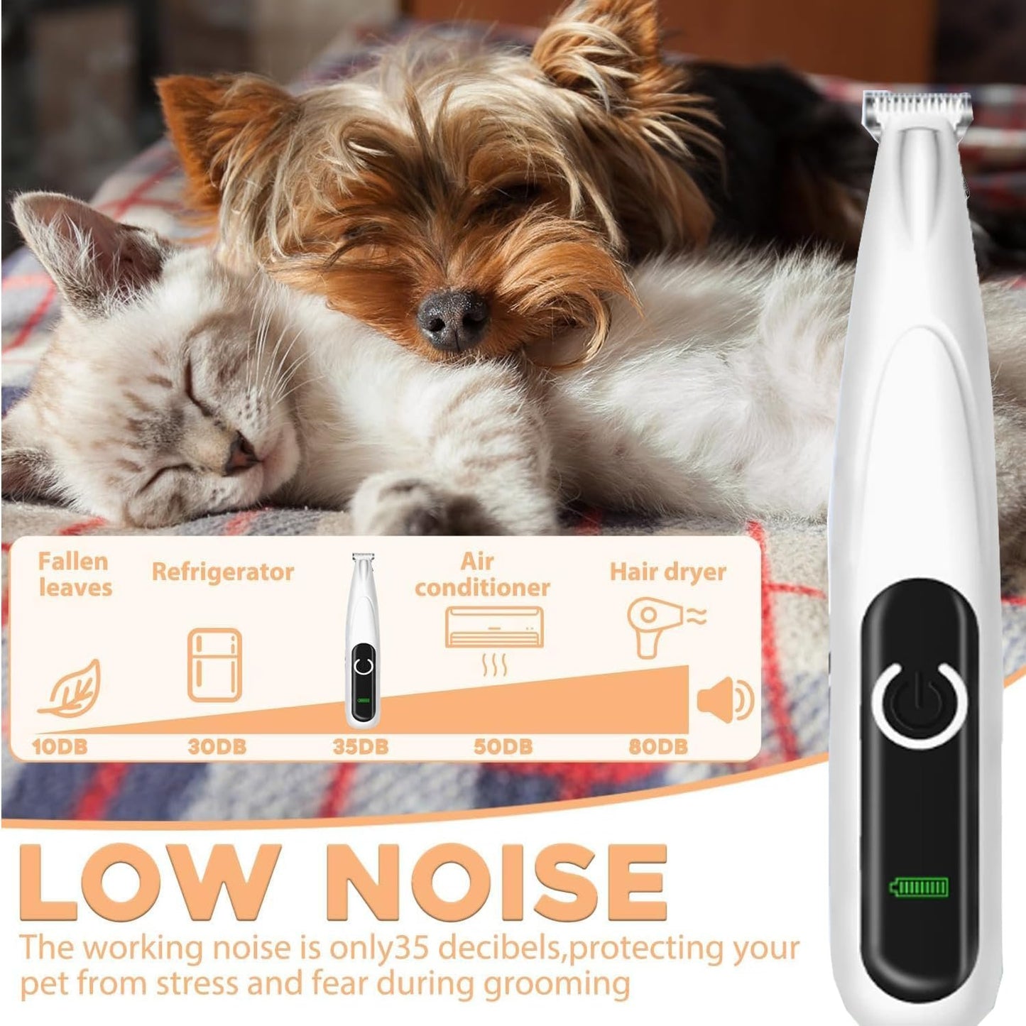 dog paw trimmer,Saffory Dog Trimmer, Pet Paw Trimmer, with LED Light,18 mm Widen Blade, 35 dB Low Noise.(1 pcs)