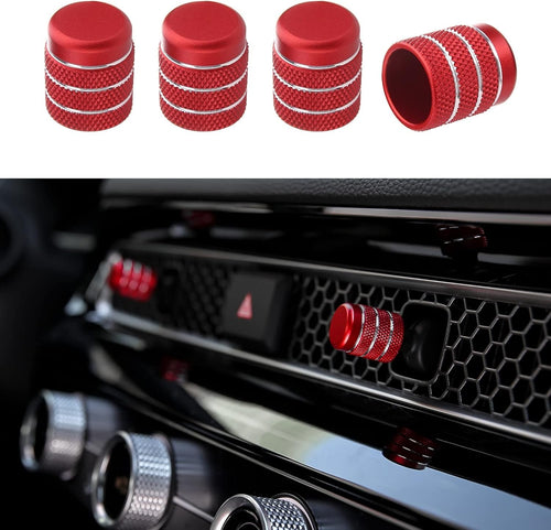 CKE 4pcs Compatible with Honda Civic CRV 2025 2024 2023 Accessories Car Center Console Cover Air Vent knob Caps Interior Decoration Cover Trims -Red