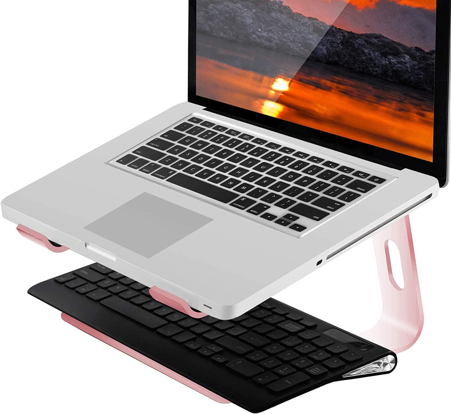 Orionstar Laptop Stand Portable Aluminum Laptop Riser Compatible with Mac MacBook Air Pro 10 to 15.6 Inch Notebook Computer, Detachable Ergonomic Elevator Holder, Rose Gold
