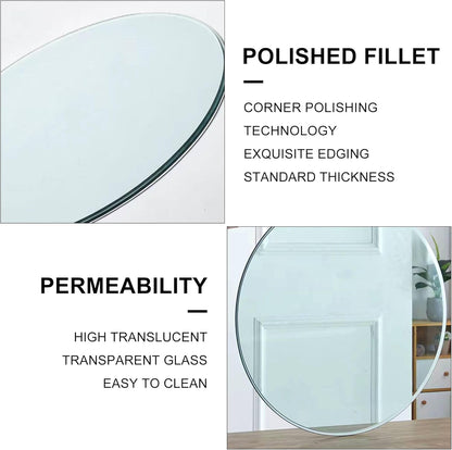 Round Glass Table Top,3/8" Inch Thick Tempered Pencil Edge Polish Glass Table Top 42" Inch Suitable for Dining, Coffee, Office, Side Table
