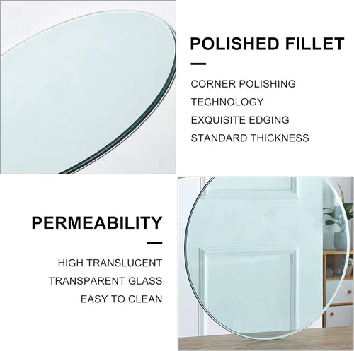 Round Glass Table Top,3/8" Inch Thick Tempered Pencil Edge Polish Glass Table Top 42" Inch Suitable for Dining, Coffee, Office, Side Table