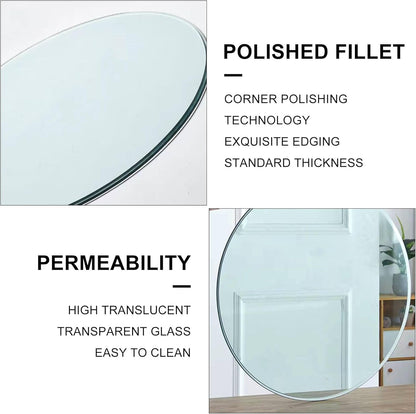 MUUOKY Round Glass Table Top,3/8" Inch Thick Tempered Pencil Edge Polish Glass Table Top 42" Inch Suitable for Dining, Coffee, Office, Side Table