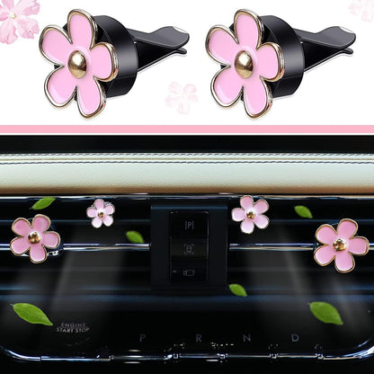 FRAINBOWZ Car Accessories for Women,4pcs Lucky Flower Vent Clip, Car Air Freshener Clip, Air Vent Clips Vent Ornament (pink)
