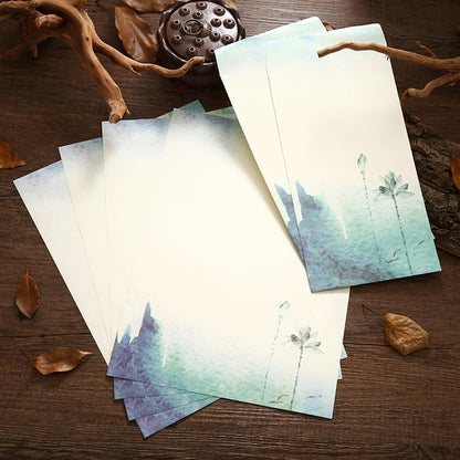SCStyle 16 Cute Retro Envelopes 8.46 x 4.33 Inches 32 Lovely Kawaii Special Design Chinese Style Stationery Writing Letter Paper 10.2 x 7.3 Inches,Stationary Paper and Envelopes Set
