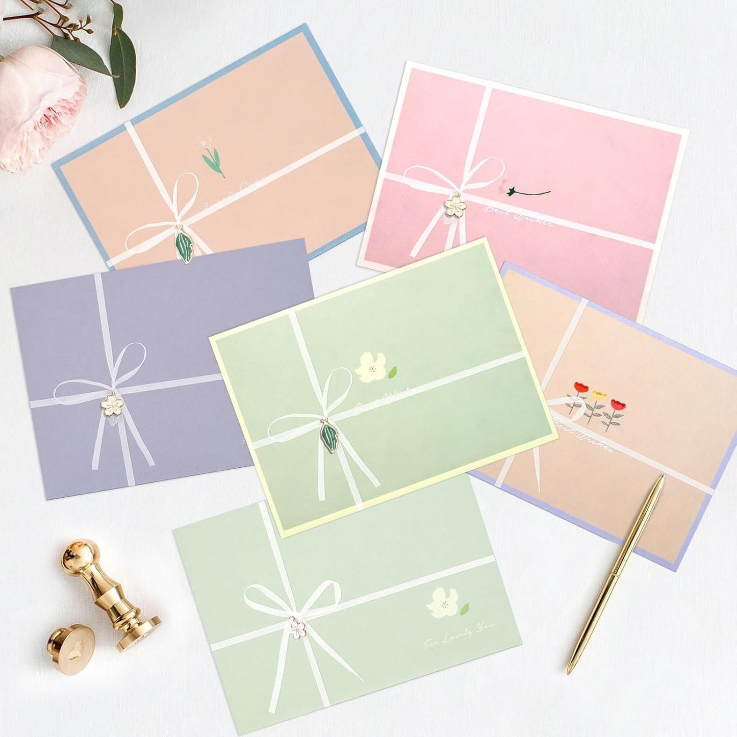 KSIWRE 48 PCS Stationery Paper and Envelopes Set,Cute Floral Stationary Set for Writing Letters,Double Sided Printing,Letter Writing Kit