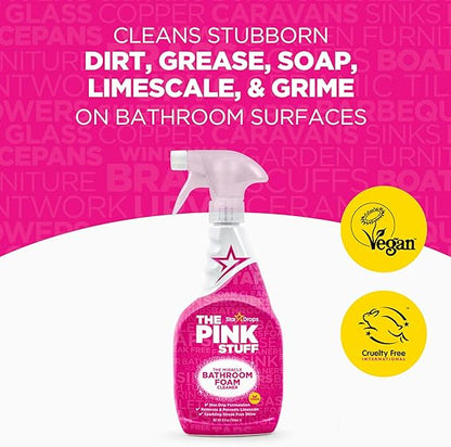 The Pink Stuff Bathroom Cleaning Kit – Cleaning Paste, Bathroom Foam Spray, Toilet Foaming Powder, SQeeZY Sponge & 3 Microfiber Cloths – Tough on Stains, Grease & Soap Scum – Deep Clean Essentials