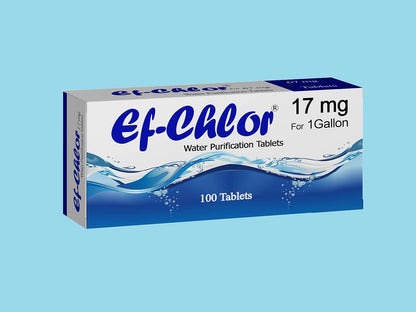 Ef-Chlor 17 mg Water Purification Tablets â€“ Treats 4â€“8 litres per Tablet | Reliable for Emergency, Camping, Travel, and Flood Safety | Pack of 100 Tablets