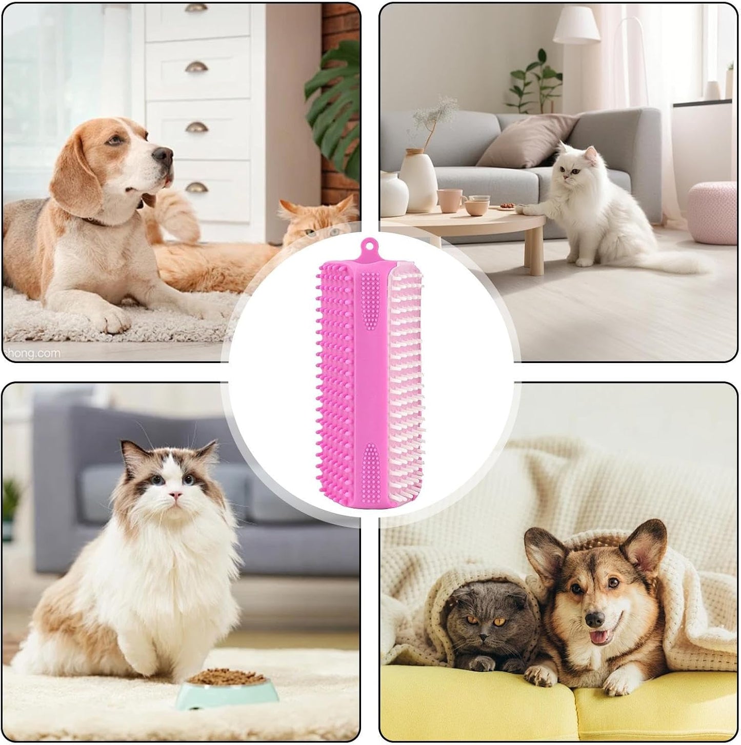 Dog Bath Brush, Silicone Grooming, Deep Cleaning Gentle Soft Tool, Small Medium Breeds Puppy Cat Brush for Indoor Use Home Pet Care Bathing Supplies, 5.12x1.77x1.77 Inches