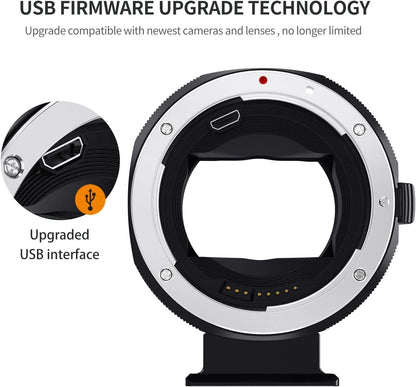 K&F Concept EF-E Electronic Auto Focus Mount Adapter for Canon EF/EF-S Mount Lens to Sony E Mount Cameras with Electronic Contacts Mount Image Stabilization