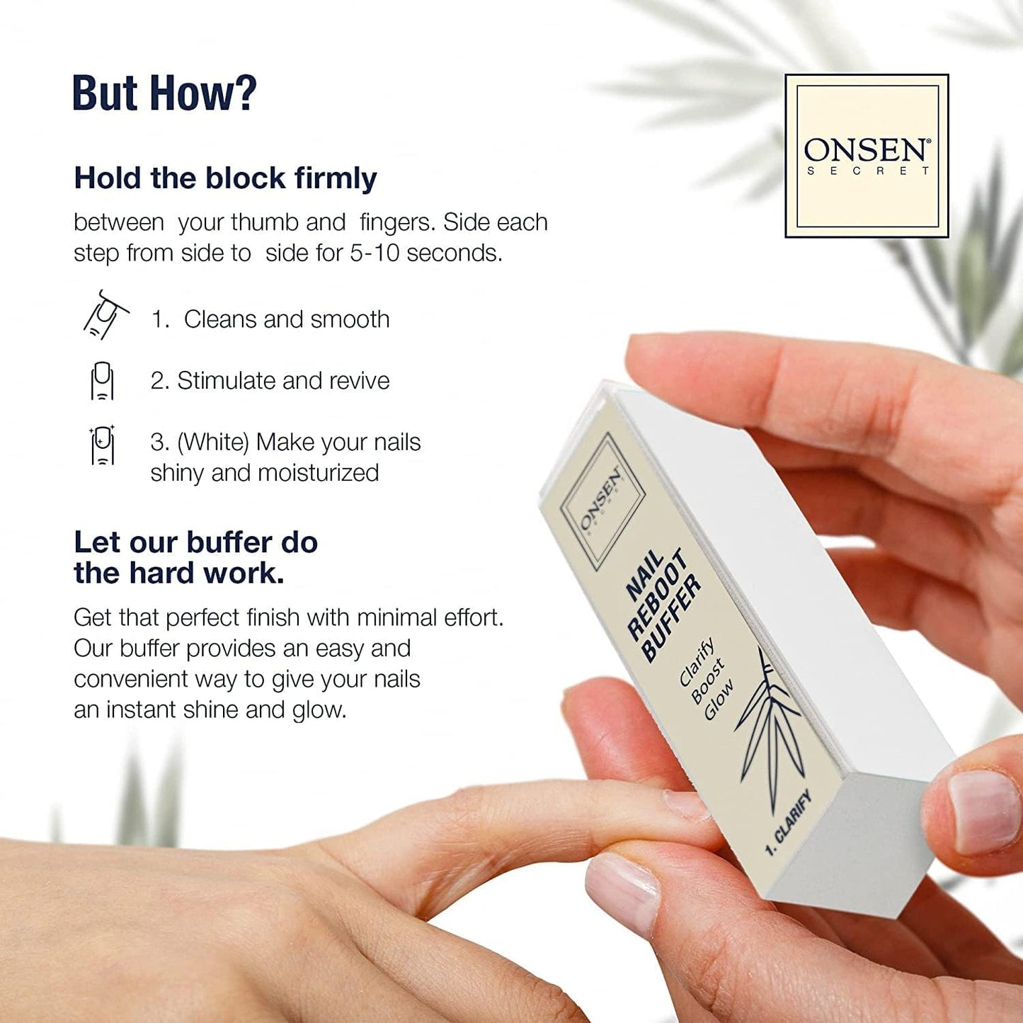 Professional Nail Buffer Block | Ultimate Shine Nail Buffing Block & 2 Extra Pads | 3-Way Buffing, Smooth & Shine After Filing | Purse Size Manicure Tools for Nail Care | 2 Pack by Onsen