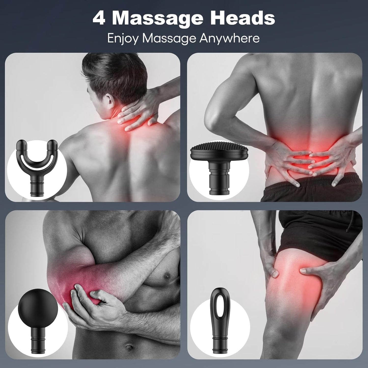 Fronnor Massage Gun with Extended Handle Revolutionary U-Shaped Back Massager for Pain Relief Deep Tissue Body Massager for Neck,Shoulder,Leg-Reach Every Muscle with Ease