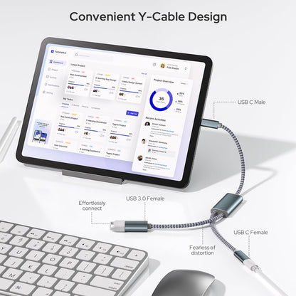 Basesailor USB C OTG Cable Adapter with Power Supply,Type C to 100W PD Charging and USB 3.0 Splitter Charger,Thunderbolt 3 for iPhone 15 Plus Pro Max,MacBook,iPad Air 4 5 2024,Samsung Galaxy S24 S23