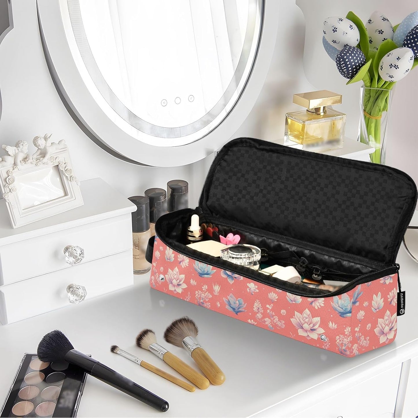 Borsa da viaggio per strumenti per capelli caldi con cuscinetto resistente al calore Strumenti per capelli impermeabili Organizer da viaggio per ferro piatto Strumenti caldi e accessori per la cura