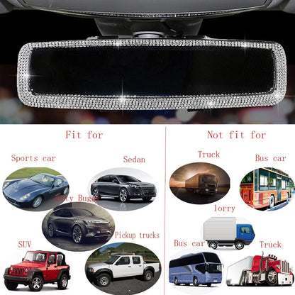 Bling Rhinestone Car Rear View Mirror, Mirror with Crystal Diamonds Rhinestones for Women,Car Interior Trim. ( Sliver )