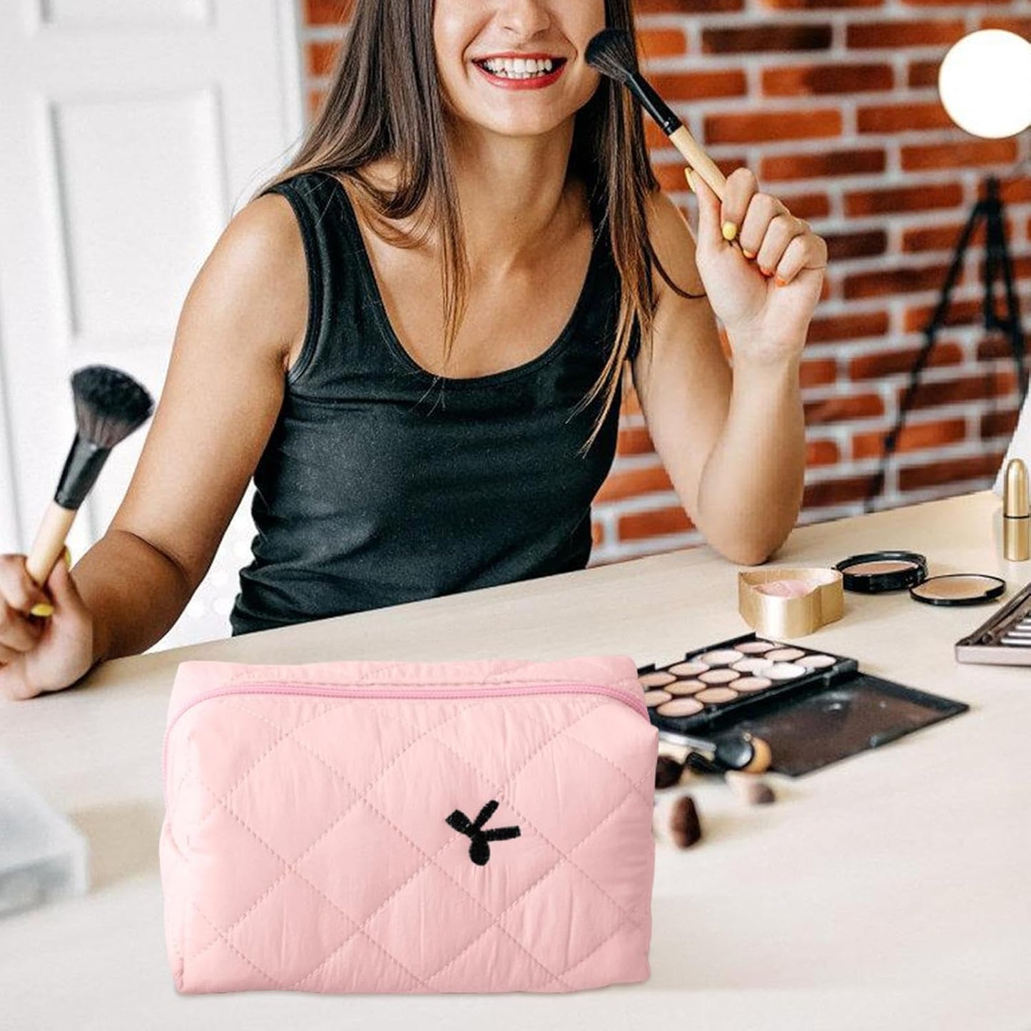 Aesthetic Pencil Purse, borsa da bagno e makeup Pouch, accessorio da viaggio, per donne e ragazze, ideale per organizzare cosmetici ed essenziali, 16 x 9 cm, rosa, Se référer au descriptif,