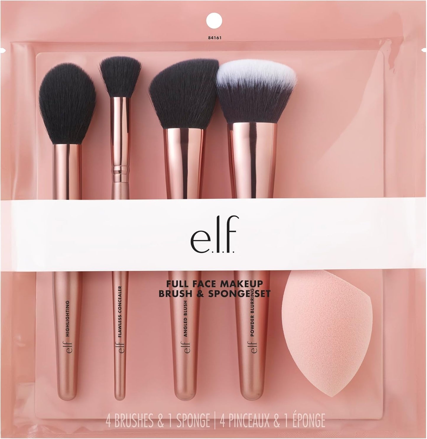 e.l.f. Full Face Makeup Brush & Sponge Set, Concealer Accessories, Powder, Highlighter, Brush and More, Made with Synthetic Bristles, Vegan & Cruelty Free