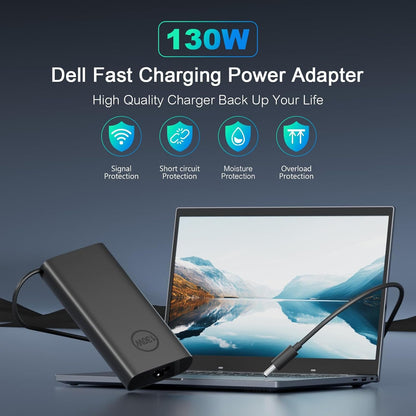 130W Dell Laptop Charger Slim Tip 4.5mm for Dell XPS 15 7590 9530 9550 9560 9570 9575 Inspiron 7348 Precision M3800 5510 5520 5530 06TTY6 AC Adapter Power Replacement Supply Cord