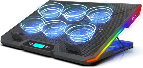 KLIM Glacier RGB Laptop Cooling Pad - 6 Fans Gaming Cooler - Stable Stand With Fan - Compatible up to 17" - 5 Year Warranty - PC Mac PS5 PS4 Xbox One