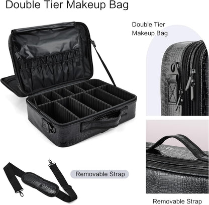 Professional Makeup Bag Large Women's Beauty Case Cosmetic Bag Makeup Bag Makeup Case, Black