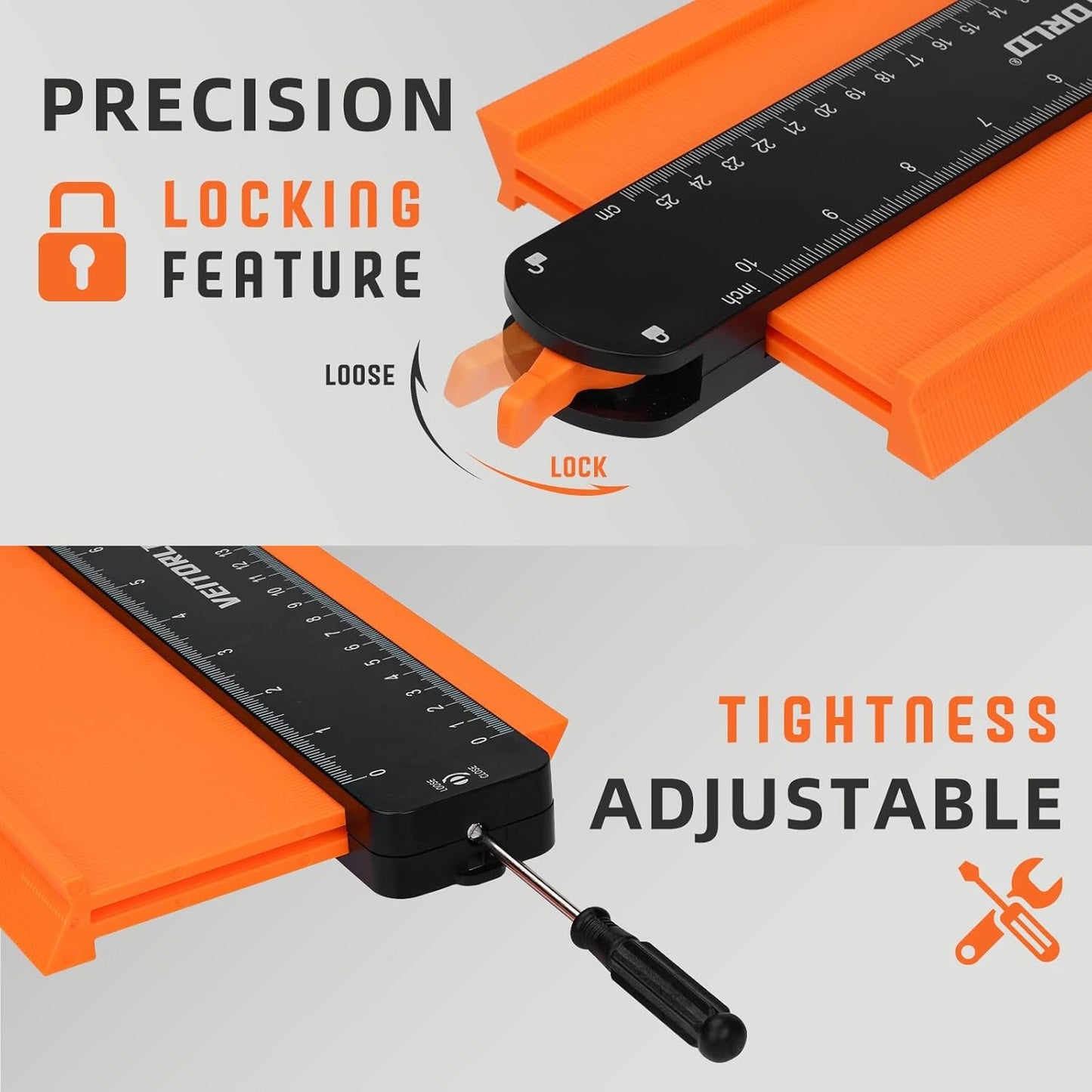 VEITORLD Contour Gauge Profile Tool (10 Inch), Fathers Day, Shape Duplicator with Lock, Unique Gifts for Men Dad Husband from Daughter Son Wife, Flooring Tools for Woodworking, Construction