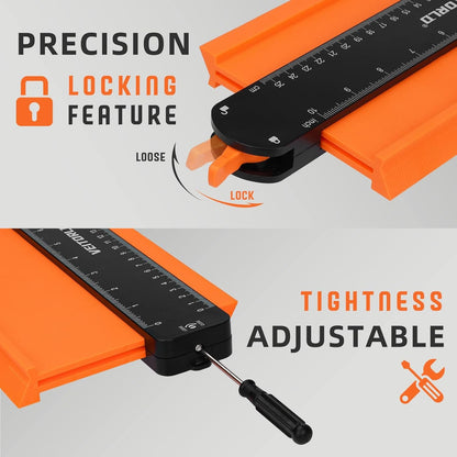 VEITORLD Contour Gauge Profile Tool (10 Inch), Fathers Day, Shape Duplicator with Lock, Unique Gifts for Men Dad Husband from Daughter Son Wife, Flooring Tools for Woodworking, Construction