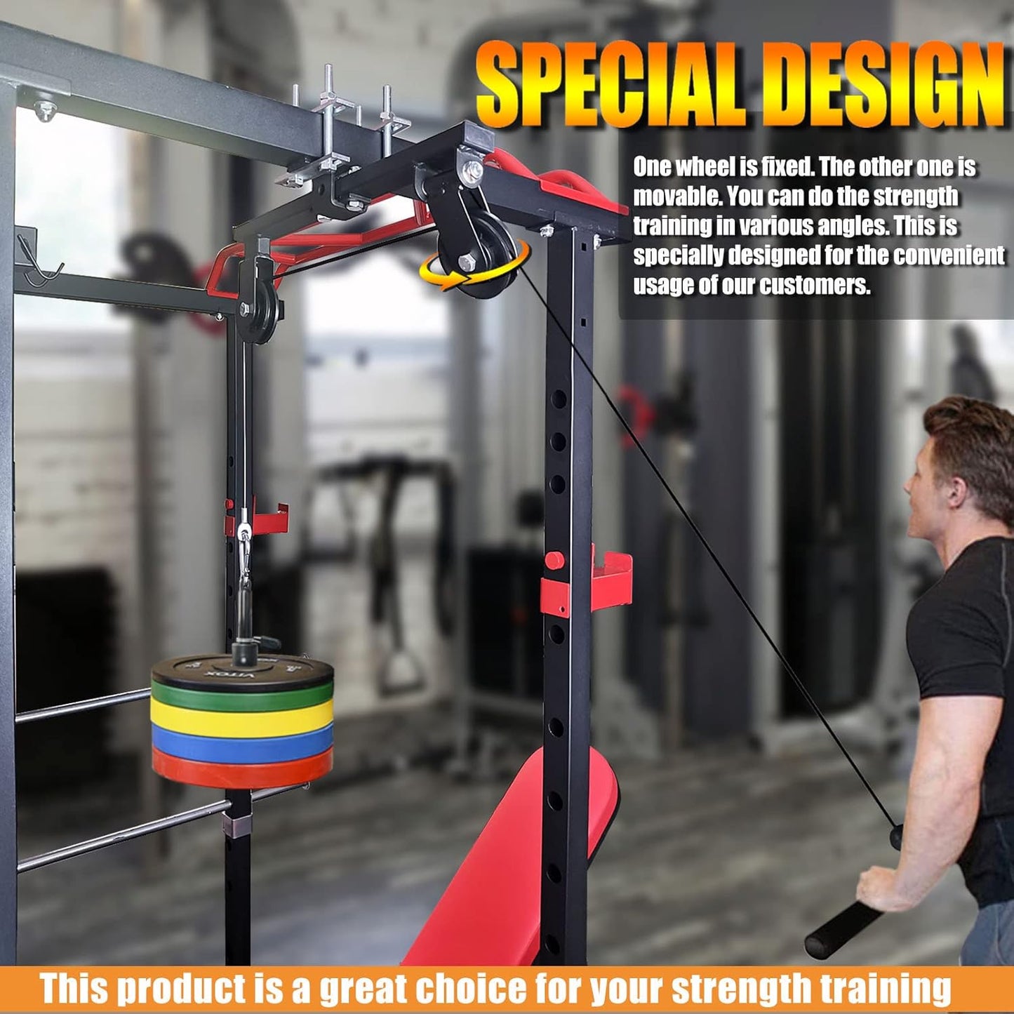Upgraded Cable Pulley System, LAT Pull Down Machine for Home Gym Equipment, Weight Pulley System for Cable Machine, LAT Pulley System for Strength Training Power Cages, Power Racks