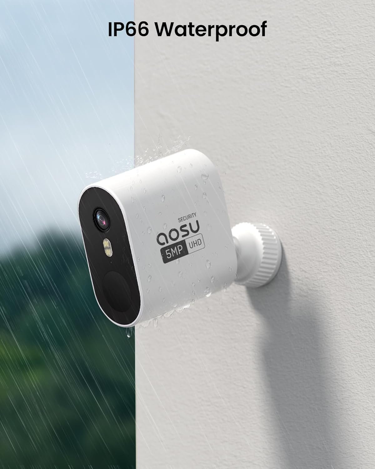 aosu Security Cameras Wireless Outdoor, 5MP UHD Wireless Security Camera System, 166Â° Wide Angle, 240-Day Battery Life, Night Vision, IP67, 1920p UHD, No Monthly Fee, Work with Alexa, Google Assistant