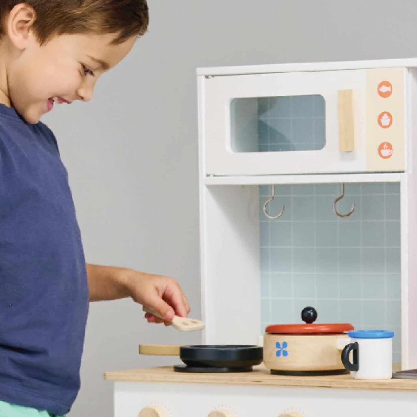 Mentari Wooden Toy Play Kitchen Accessories - Whimsical Toy Kitchen Play Set Featuring Casserole Pot, Pan, & Utensils, Perfect for Creative Storytelling and Immersive Pretend Play! Age 2Y and Up