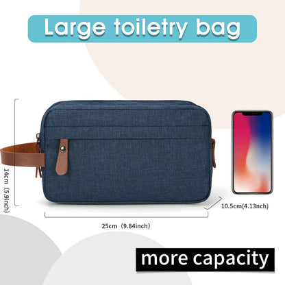Toiletry Bag Oxford Cloth Toiletry Bag for Men and Women Portable Travel Shaving Dopp Kit Water-Resistant Cosmetic Bag Travel Organizer Storage for Accessories, Blue