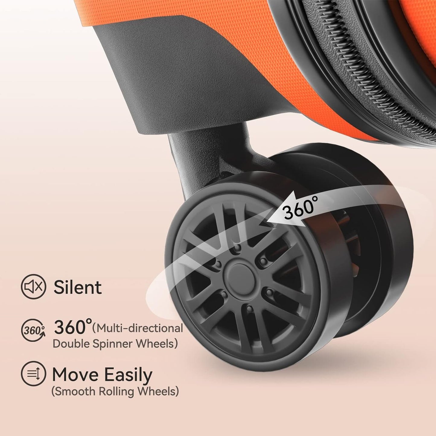 Strenforce Carry On Luggage Lightweight Durable ABS Suitcase with Spinner Wheels TSA Lock 20 Inch,Orange