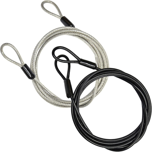 GOMRQING 100CM/3.3ft 3mm Outdoor Travel Security Cable Lock,Braided Steel Coated Safety Cable Luggage Lock,Safety Cable Wire Rope Double Loop Lightweight (2 Pack)