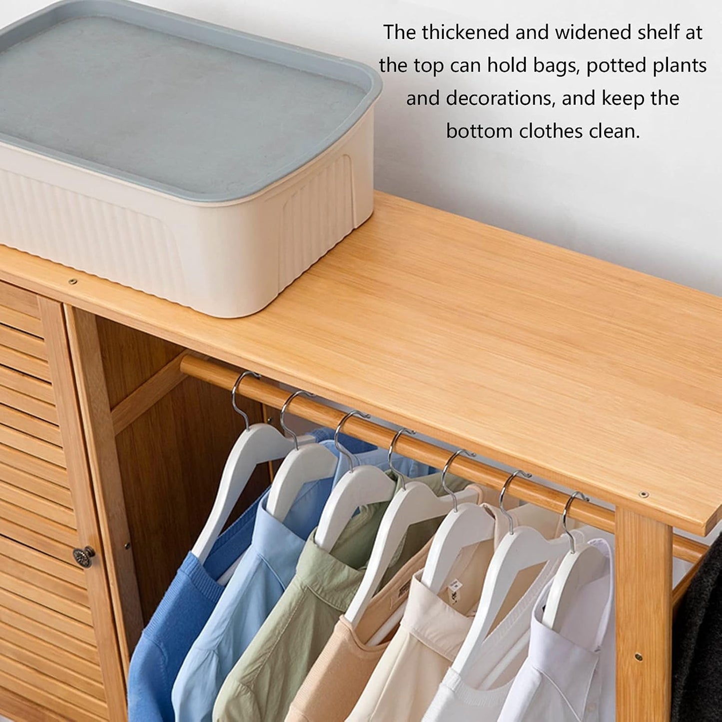 Generico Appendiabiti Moderno ed Elegante - Contenitore per Abiti Indipendente per Camera da Letto, Ingresso e Ufficio - Mobile in Legno per Cappelli, Scarpe e ombrelli - Design salvaspazio